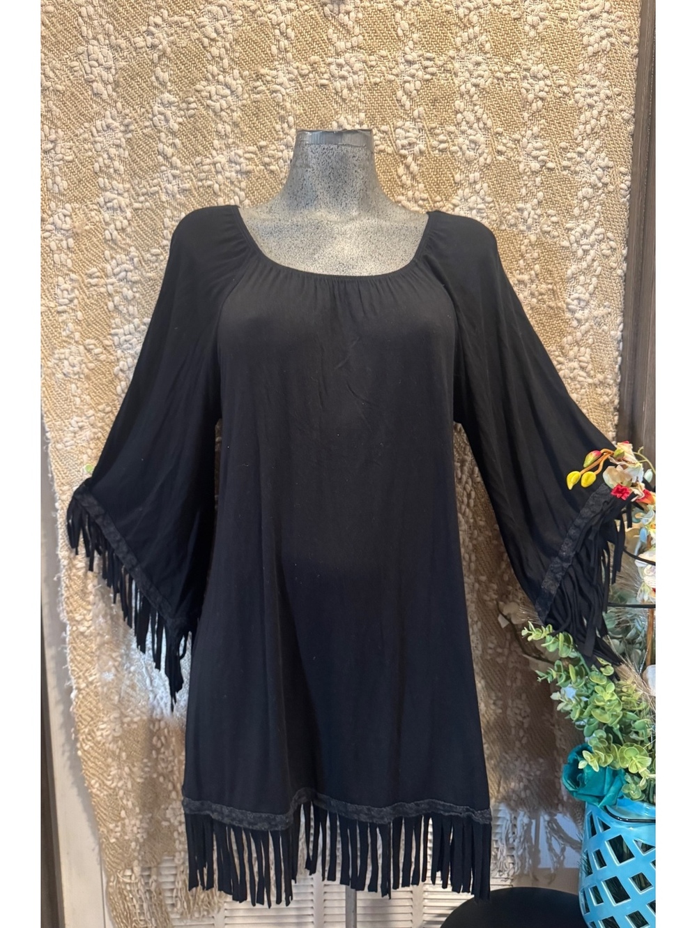 Lilypad Western-style dress, size M, boho/cowgirl style with fringe.